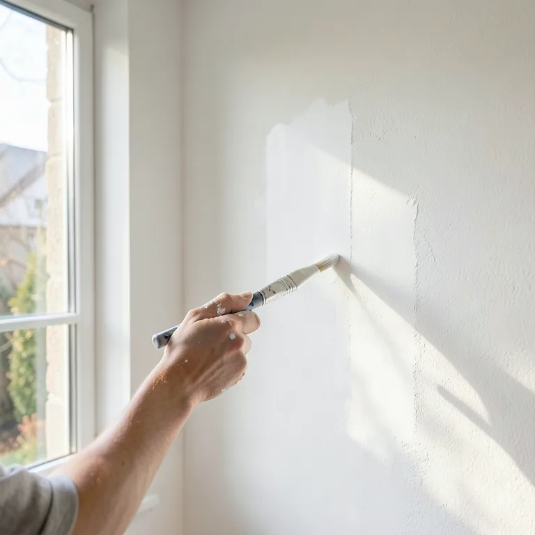 Bílá barva na zeď a malování - ilustrační foto