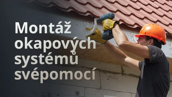 Montáž okapových háků na střechu pomocí vrtáku.