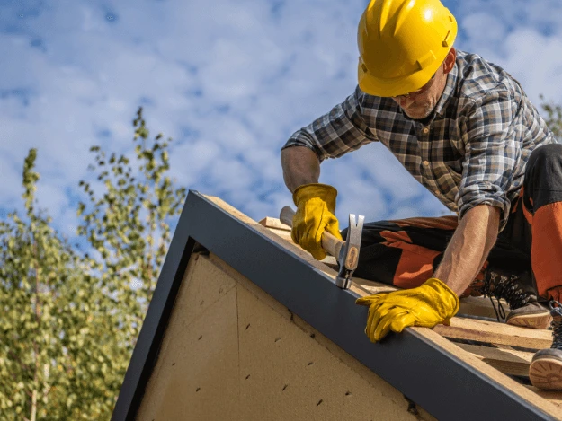 Roof rafter installation worker