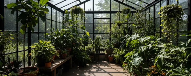 Greenhouse interior with plants