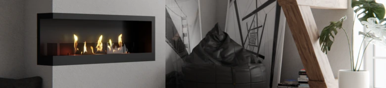 Modern krb na biolíh s plameny v interiéru