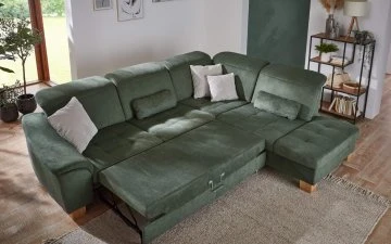 Green sectional sofa with chaise