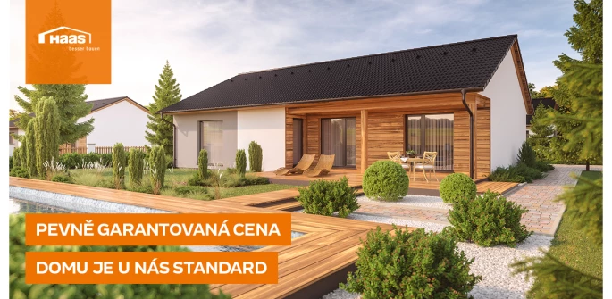 Modern wooden house with garden