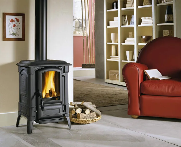 Wood stove in living room