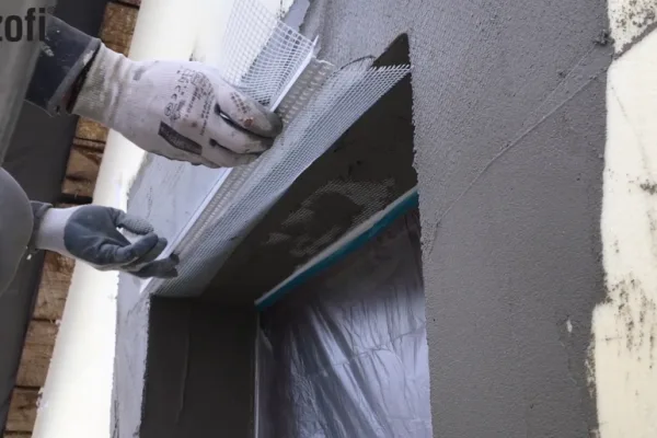 Práce s lepidlem a perlinkou na fasádě